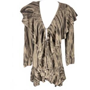 Alberto Makali Whimsigoth Ruffle Cardigan, Y2K Artsy Boho Witchy Wool Blend. Med